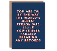 Artery8 Fancy Breaking Records 70 Year Old Milestone 70th For Him Birthday Card