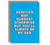 Artery8 Men's Father's Day Card Always My Dad Genetics Say Otherwise Sincere Loving Stepdad in Blue Artery8 Blue