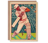 Artery8 Men's Father's Day Card Best Dad Cricket Player Batsman For Dad Father Greeting Card in Blue Artery8 Blue