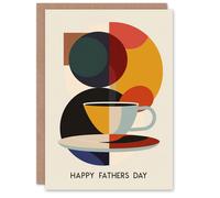 Artery8 Father's Day Card Coffee Cup Bauhaus Geometric Design For Him Dad Father Greeting Card
