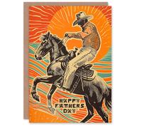 Artery8 Father's Day Card Cowboy Riding Bronco Horse Sunset For Him Dad Father Greeting Card