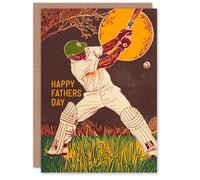 Artery8 Men's Father's Day Card Cricket Player Batsman Shot For Him Dad Father Greeting Card in Brown Artery8 Brown