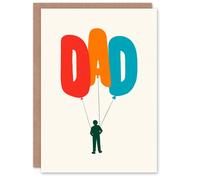 Artery8 Men's Father's Day Card Dad Balloon Typography Design Blank Greeting Card Artery8 Multicolor