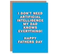 Artery8 Men's Father's Day Card Don't Need AI Dad Knows Everything Fun Funny Joke For Him Dad in Blue Artery8 Blue