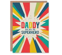 Artery8 Men's Father's Day Card for Dad Superhero Comic Style Blank Greeting Card Artery8 Multicolor