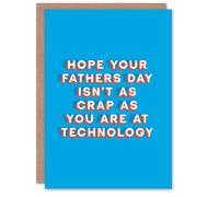 Artery8 Men's Father's Day Card Hope Day Not Crap As You Technology Fun Funny Joke For Him Dad in Blue Artery8 Blue