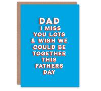 Artery8 Men's Father's Day Card Miss You Wish We Could Be Together Sincere Thoughtful For Dad in Blue Artery8 Blue