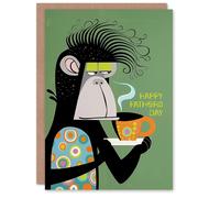 Artery8 Men's Father's Day Card Monkey Chimp Dad Tea Coffee Animal Lover For Him Dad Brother Son Papa Grandad Greeting Card in Green Artery8 Green