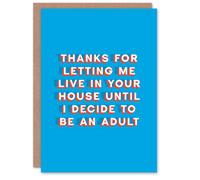 Artery8 Men's Father's Day Card Thanks Letting Live in Your House Fun Funny Joke For Him Dad in Blue Artery8 Blue
