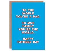Artery8 Men's Father's Day Card To Our Family You Are The World Sincere Loving Thoughtful Dad in Blue Artery8 Blue