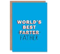 Fathers Day Card Worlds Best Farter Typo Correction Fun Funny Cheeky Humour Joke For Him Dad Father Greeting Card