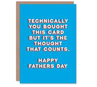 Artery8 Men's Father's Day Card You Bought This But Thought Counts Fun Funny Joke For Him Dad in Blue Artery8 Blue