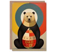 Artery8 Men's Father's Day Greeting Card Grizzly Bear Bullseye Best Dad Ever Artery8 Multicolor