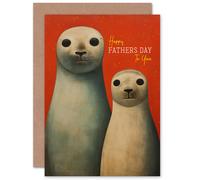 Artery8 Fathers Day Seal with Son Pup Fun For Dad Him Blank Inside Greeting Card