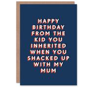 Artery8 Men's From Kid You Inherited Shacked With Mum Funny Birthday Card in Dark Blue Artery8 Dark Blue