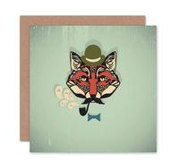 Artery8 Men's Gentleman Hipster Fox Pipe Bowtie For Dad Father's Day Card Artery8 Multicolor