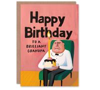 Artery8 Happy Birthday Card to a Brilliant Grandpa Grumpy Man Cake Fun Funny Humour