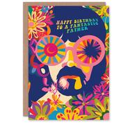 Artery8 Men's Happy Birthday Card to a Fantastic Father Hippy Flower Power Hippie 1960's Psychedelic Trippy Artery8 Multicolor