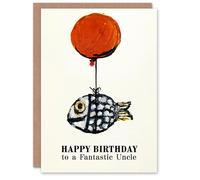 Artery8 Happy Birthday Card to a Fantastic Uncle Fun Balloon Fish Fishing Fisherman Angler