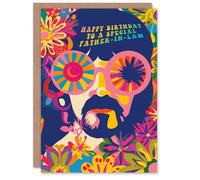 Artery8 Men's Happy Birthday Card to a Special Father-in-Law Hippy Flower Power Hippie 1960's Psychedelic Trippy Artery8 Multicolor