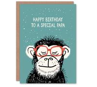 Artery8 Happy Birthday Card to a Special Papa Cheeky Chimp Nerd Chimpanzee Monkey