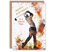Artery8 Men's Happy Birthday Card to a Special Papa Golf Lover Tee Shot Driver Swing Golfing in Orange Artery8 Orange