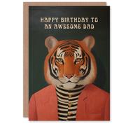 Artery8 Happy Birthday Card to an Awesome Dad Dapper Tiger Cool Hipster Fashion Fun