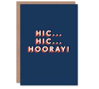 Artery8 Men's Hic Hooray Modern Bold Fun Humour Joke Birthday Card in Dark Blue Artery8 Dark Blue