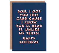 Artery8 Men's I Know You Will Read This Unlike My Texts Funny Birthday Card in Dark Blue Artery8 Dark Blue