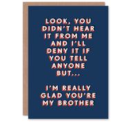 Artery8 Men's I'm Really Glad You Are My Brother Funny Cheeky Birthday Card in Dark Blue Artery8 Dark Blue