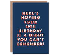 Artery8 Men's Night Can't Remember Eighteen 18 Year Old 18th Birthday Card in Dark Blue Artery8 Dark Blue