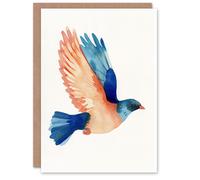 Artery8 Pigeon Bird Flight Orange Pink Blue Watercolour For Him Man Birthday Card