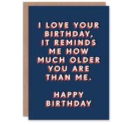 Artery8 Men's Reminds Me Of How Much Older You Are Funny Birthday Card in Dark Blue Artery8 Dark Blue