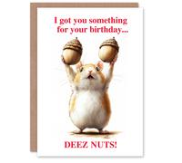 Artery8 Rude Funny Birthday Card Deez Nuts For Him Man Men Husband Blank Greeting Card