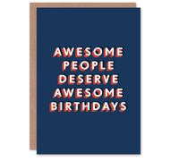 Artery8 Men's What Awesome People Deserve Sweet Sincere Birthday Card in Dark Blue Artery8 Dark Blue