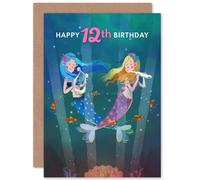 Artery8 Mermaid Music Birthday 12th Greetings Card in Blue Artery8 Blue