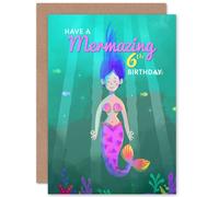 Artery8 Mermaid Pink Mermazing 6th Birthday Greetings Card in Green Artery8 Green