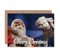 Artery8 Merry Xmas Creepy Santa Troll Lamb Thing Christmas Card Artery8 Multicolor