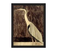 Artery8 Mesquita Heron Bird Animal Nature Drawing Artwork Framed Wall Art Print 18X24 Inch