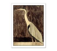 Artery8 Mesquita Heron Bird Animal Nature Drawing Artwork Framed Wall Art Print 18X24 Inch