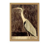 Artery8 Mesquita Heron Bird Animal Nature Drawing Artwork Framed Wall Art Print 18X24 Inch