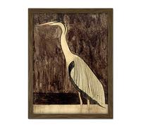 Artery8 Mesquita Heron Bird Animal Nature Drawing Artwork Framed Wall Art Print 18X24 Inch