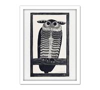 Artery8 Mesquita Horned Owl Design Bird 1915 Artwork Framed Wall Art Print 18X24 Inch