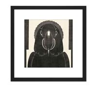 Artery8 Mesquita Macaw Parrot Bw Bird Design 8X8 Inch Square Wooden Framed Wall Art Print Picture with Mount in Black Artery8 Black