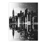Artery8 Metropolis Cityscape Reflection Black White Living Room Large Wall Art Poster Print Thick Paper 18X24 Inch
