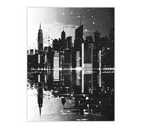 Artery8 Metropolis Cityscape Reflection Black White Living Room Extra Large XL Wall Art Poster Print
