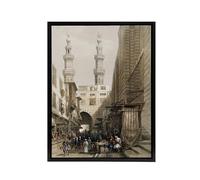 Artery8 Metwally Minarets and Grand Entrance Framed Canvas Wall Art 24X32 Artwork By D Roberts : Architectural Cityscape Artwork Perfect For Hallway Or Lounge Celebrating Egyptian Heritage And Design