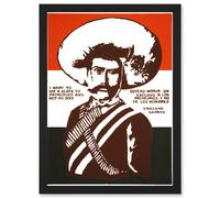 Artery8 Mexico Zapata Revolutionary Martyr Mexican A4 Artwork Framed Wall Art Print in Black Artery8 Black