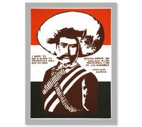 Artery8 Mexico Zapata Revolutionary Martyr Mexican A4 Artwork Framed Wall Art Print in Light Grey Artery8 Light Grey