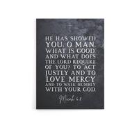 Artery8 Micah 6 8 Love Mercy Walk Humbly Bible Quote Canvas Wall Art Print in Grey | Size: W18" x H24" Artery8 Grey W18" x H24"